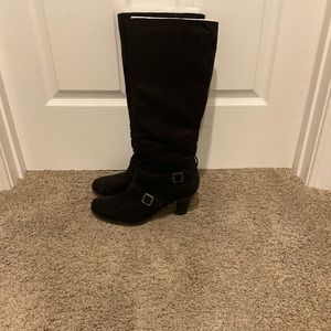 Black Strappy Suede Boots